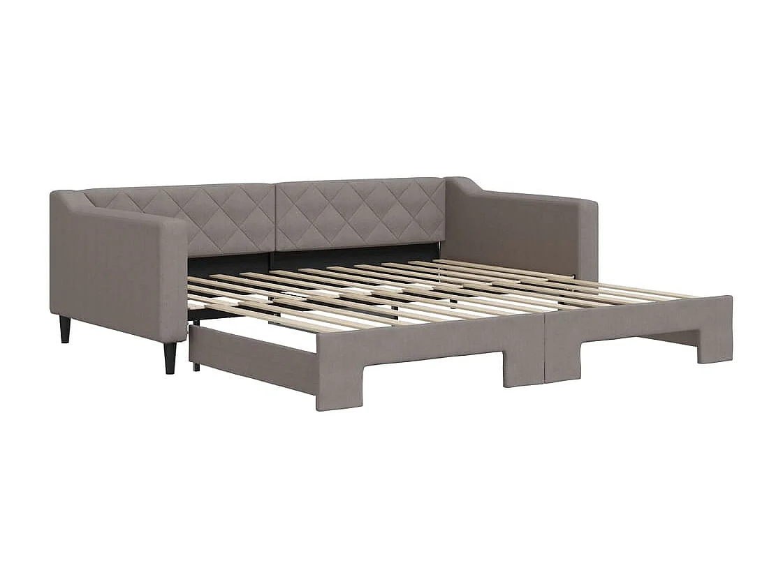 Slaapbank met onderschuifbed 100x200 cm stof taupe