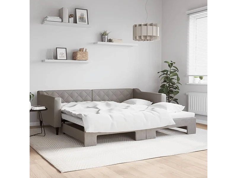 Slaapbank met onderschuifbed 100x200 cm stof taupe