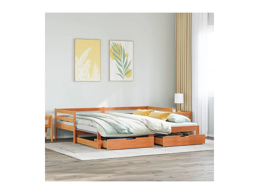 Sofá cama nido con cajones madera maciza de pino 90x190 cm