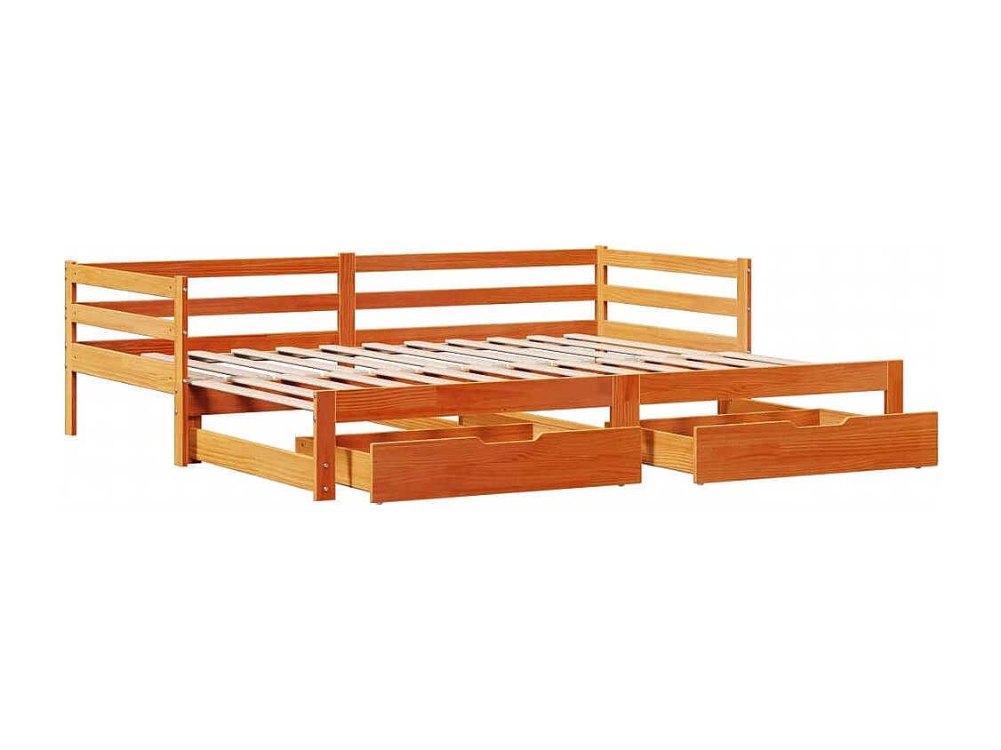 Sofá-cama com gavetão e gavetas 90x190 cm madeira de pinho