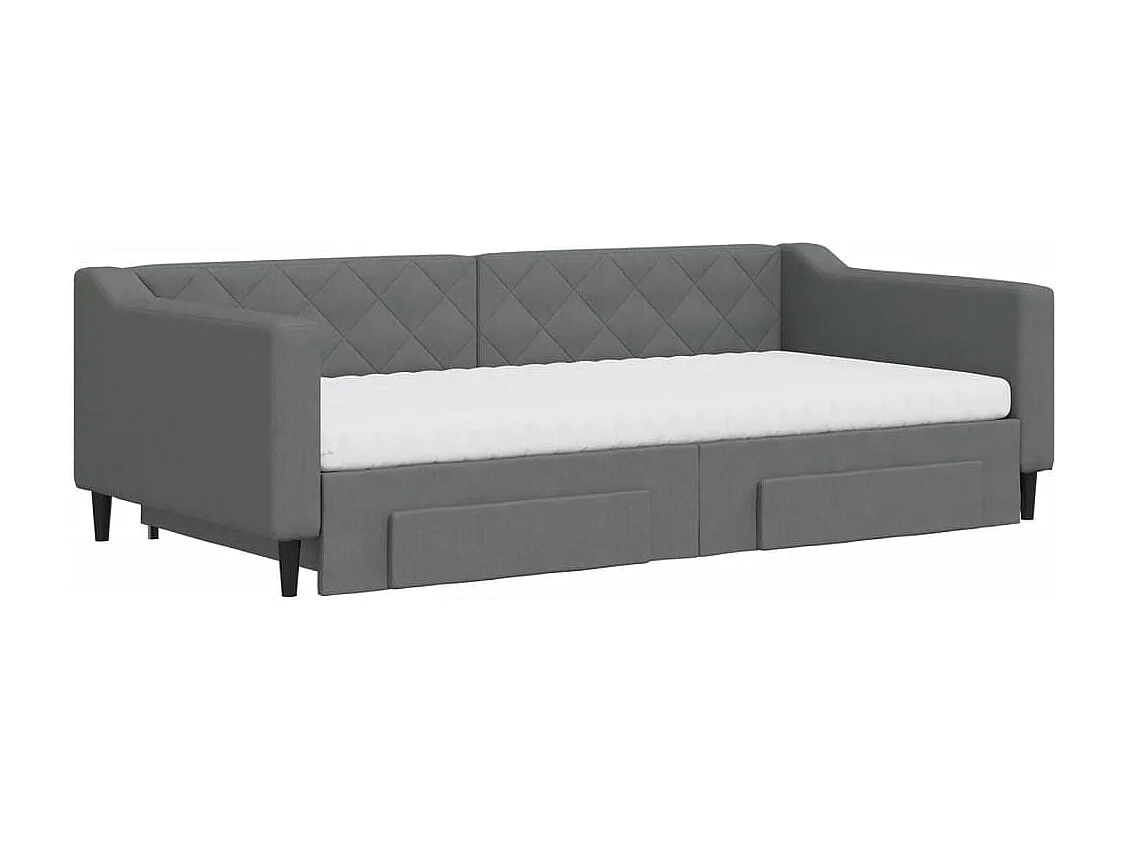 Slaapbank onderschuifbed en lades 100x200 cm stof donkergrijs
