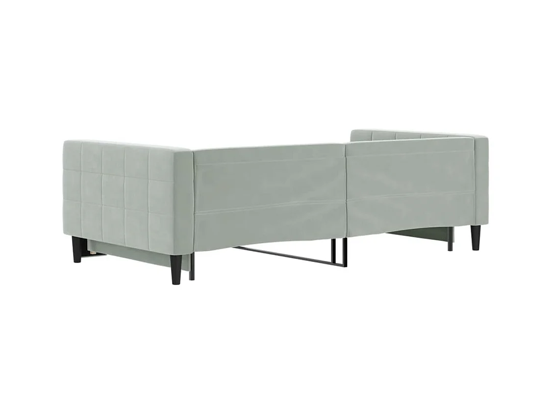 Slaapbank met onderschuifbed 100x200 cm fluweel lichtgrijs