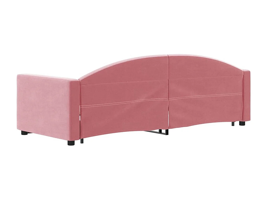 Slaapbank met onderschuifbed 80x200 cm fluweel roze