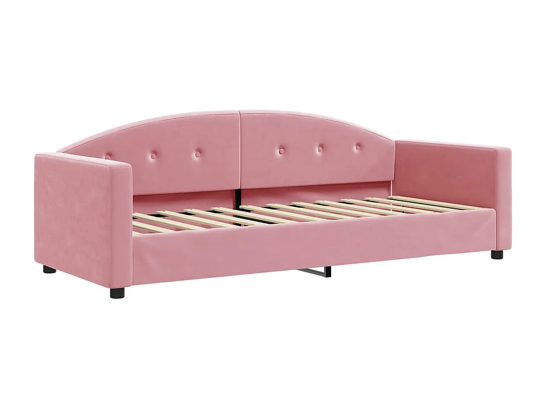 Slaapbank met onderschuifbed 80x200 cm fluweel roze
