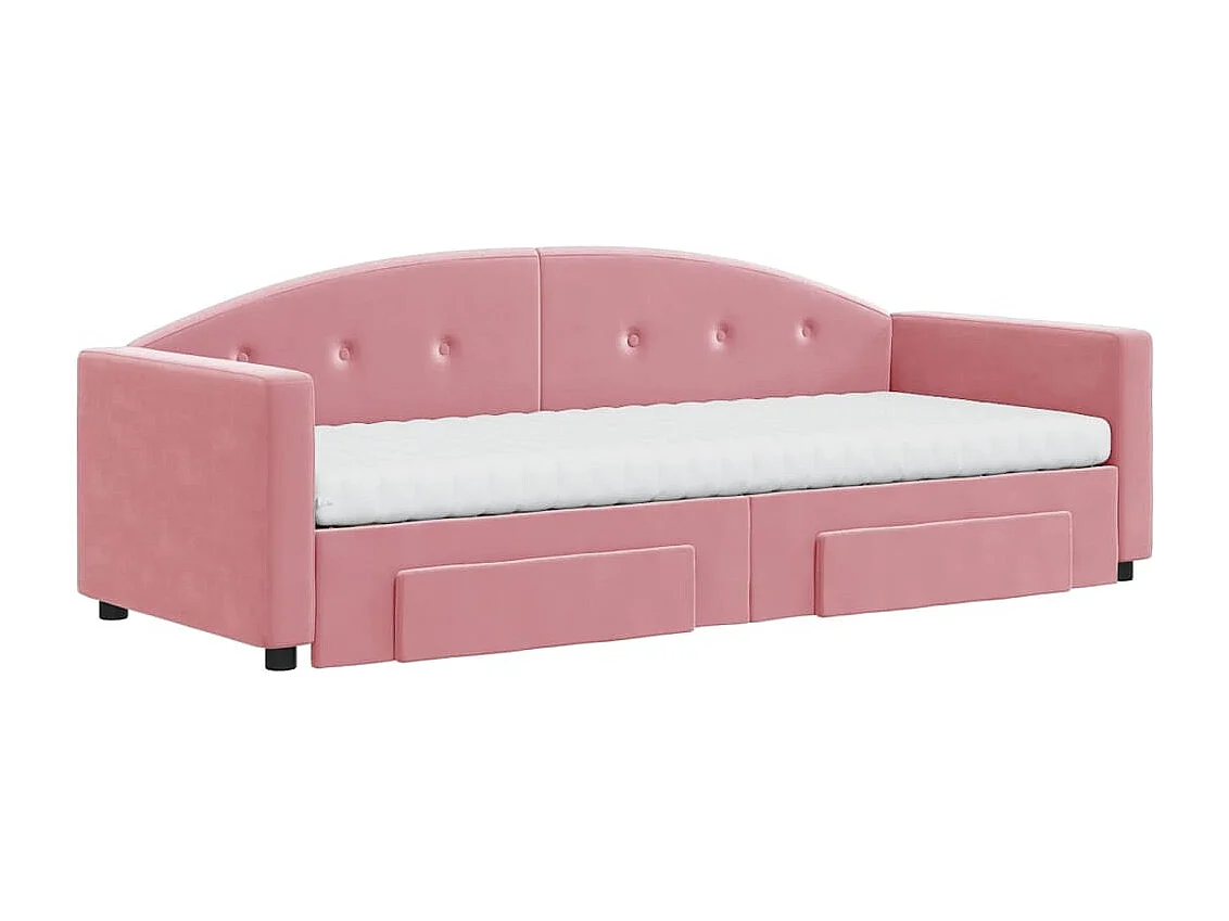 Slaapbank met onderschuifbed en lades 80x200 cm fluweel roze