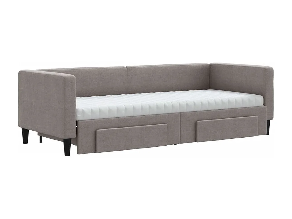 Slaapbank met onderschuifbed en lades 80x200 cm stof taupe
