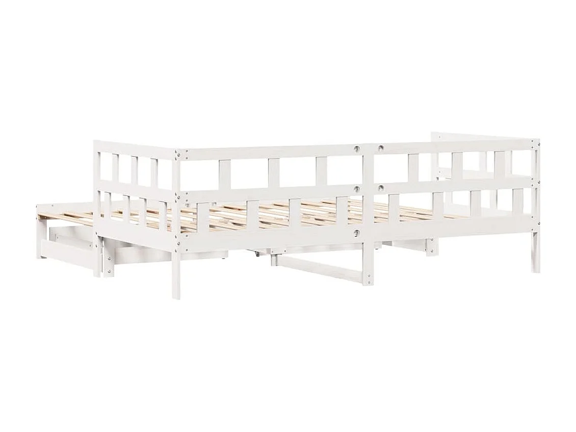 Slaapbank met onderschuifbed/lades zonder matras 90x190 cm wit