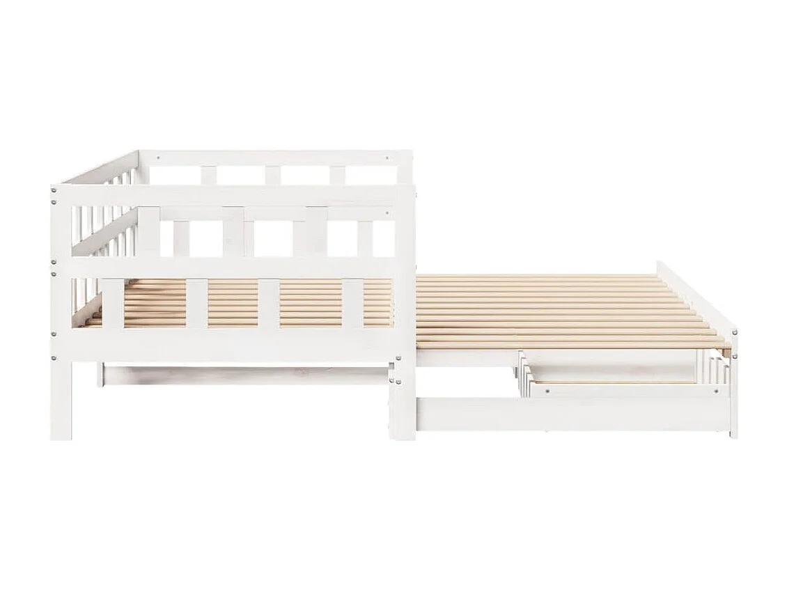 Slaapbank met onderschuifbed/lades zonder matras 90x190 cm wit