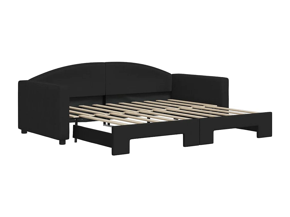Slaapbank met onderschuifbed 90x190 cm stof zwart