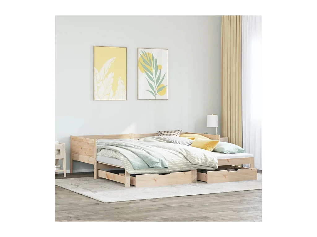 Slaapbank met onderschuifbed en lades zonder matras 80x200 cm