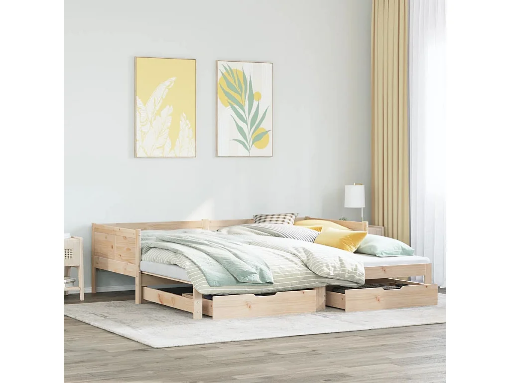 Slaapbank met onderschuifbed en lades zonder matras 80x200 cm