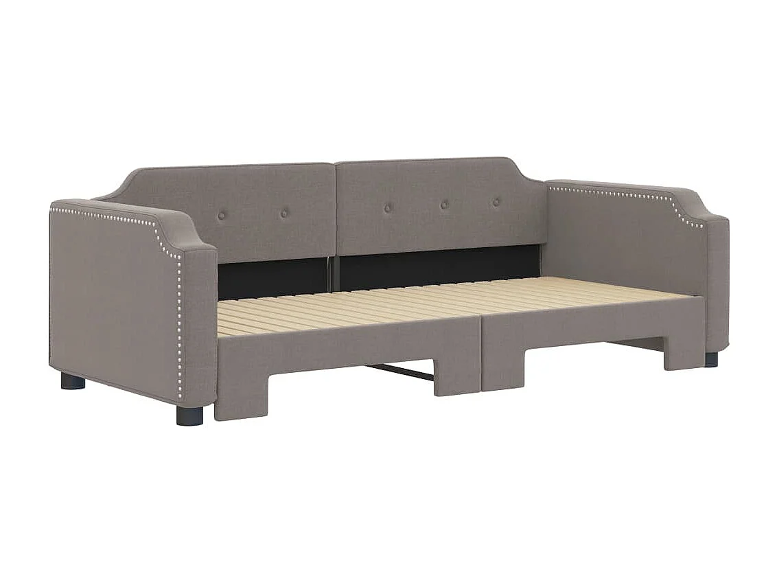 Slaapbank met onderschuifbed 90x200 cm stof taupe