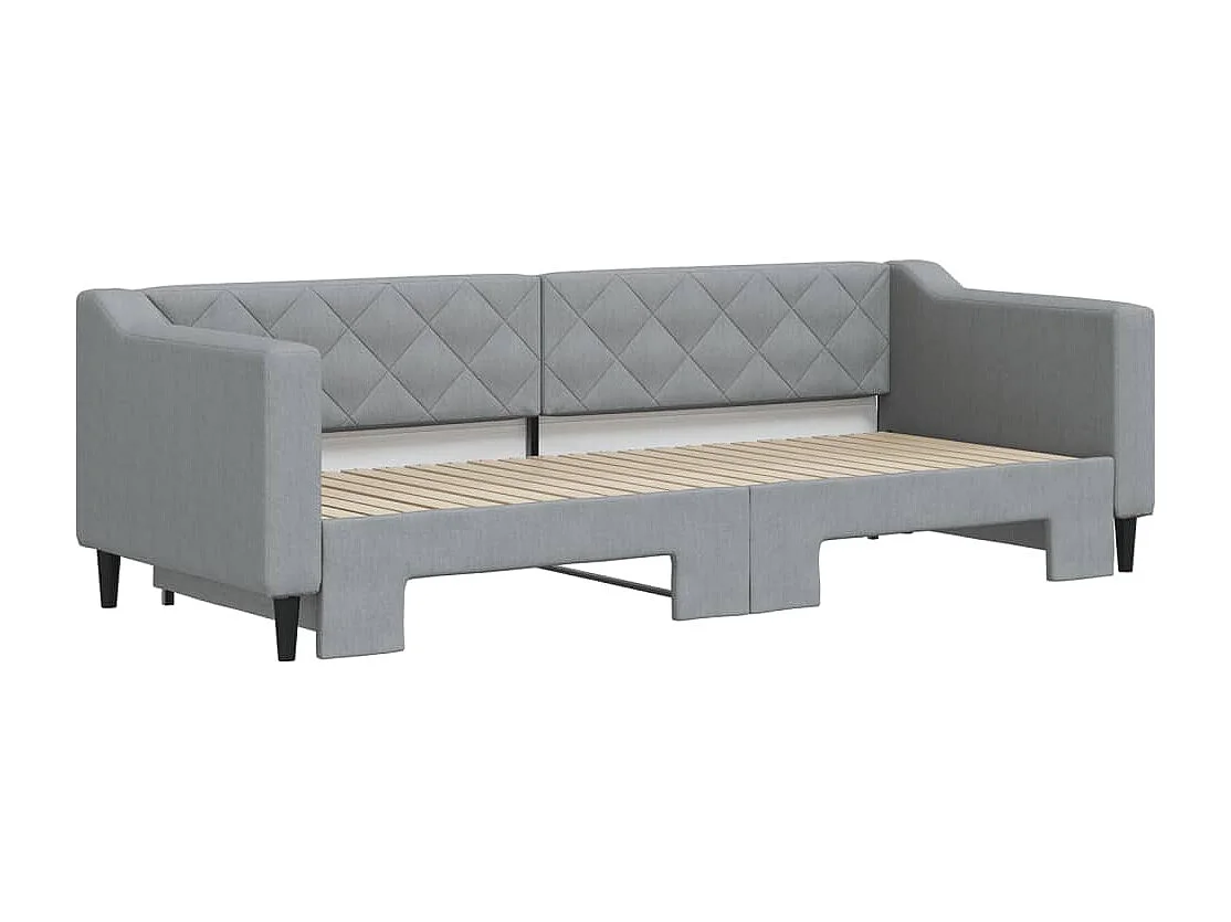 Slaapbank met onderschuifbed 80x200 cm stof lichtgrijs