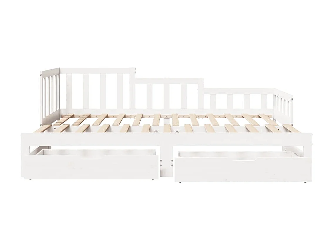 Slaapbank met onderschuifbed/lades zonder matras 80x200 cm wit