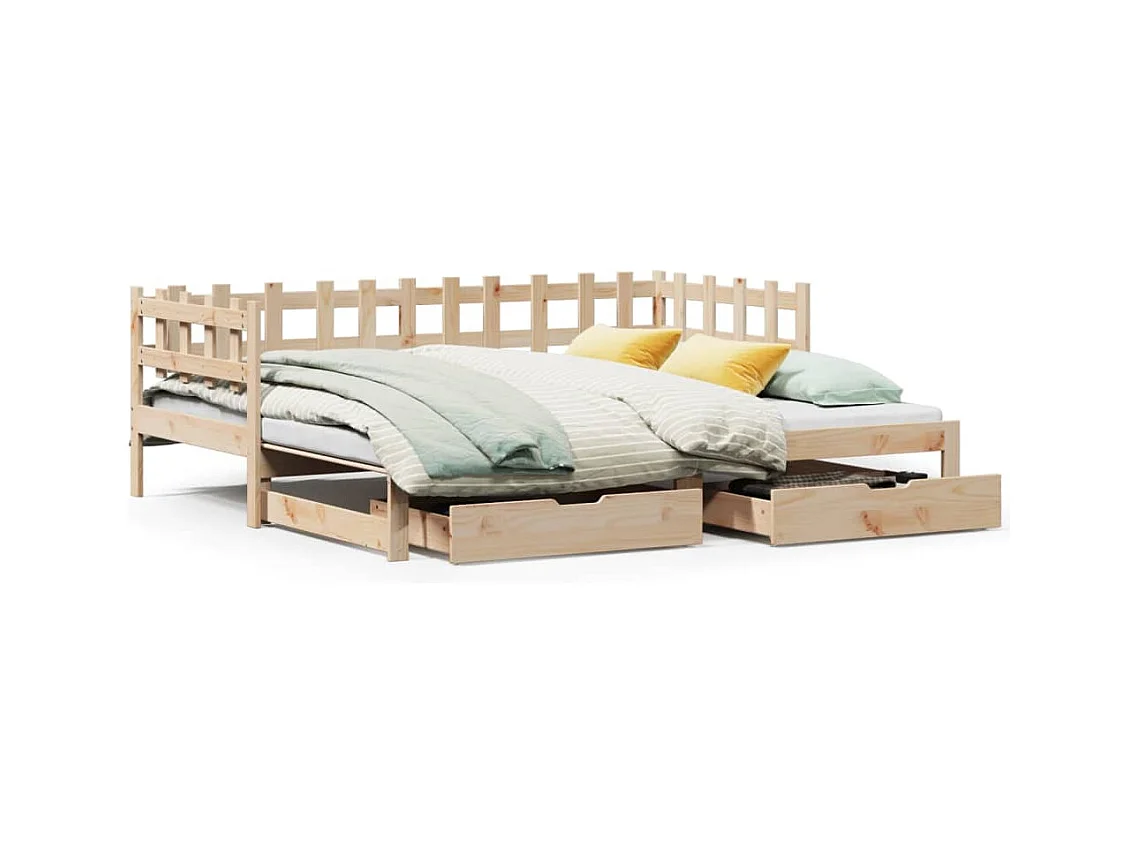Sofá-cama com gavetão e gavetas 90x200 cm madeira de pinho
