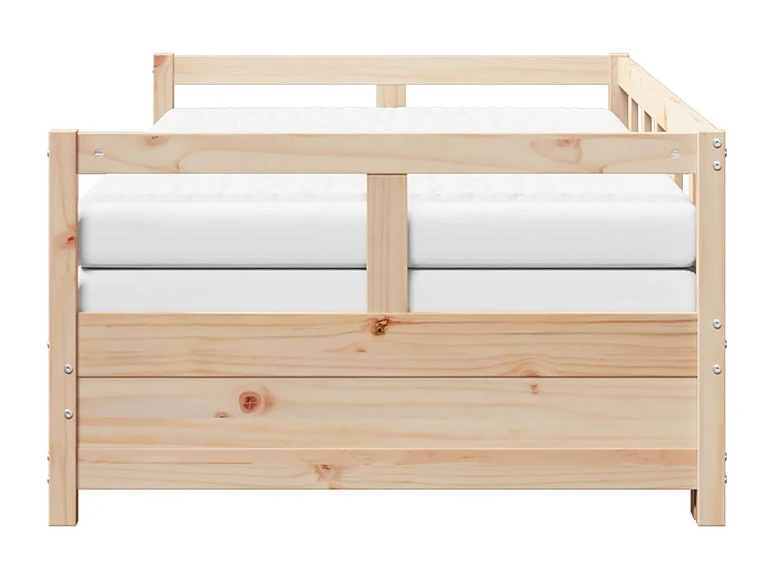 Sofá-cama com gavetão e colchões 80x200 cm pinho maciço