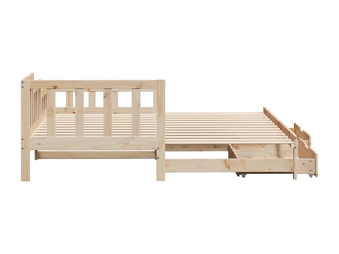 Slaapbank met onderschuifbed en lades zonder matras 90x190 cm