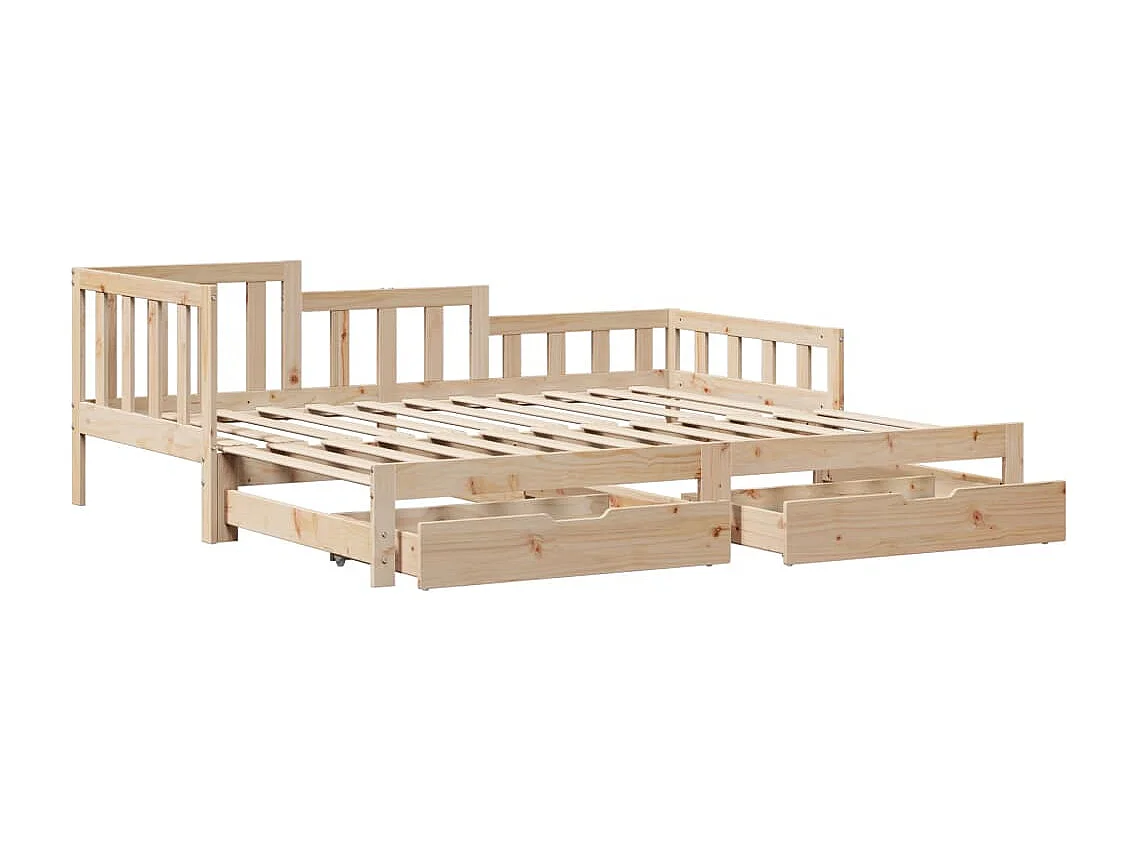 Slaapbank met onderschuifbed en lades zonder matras 90x190 cm