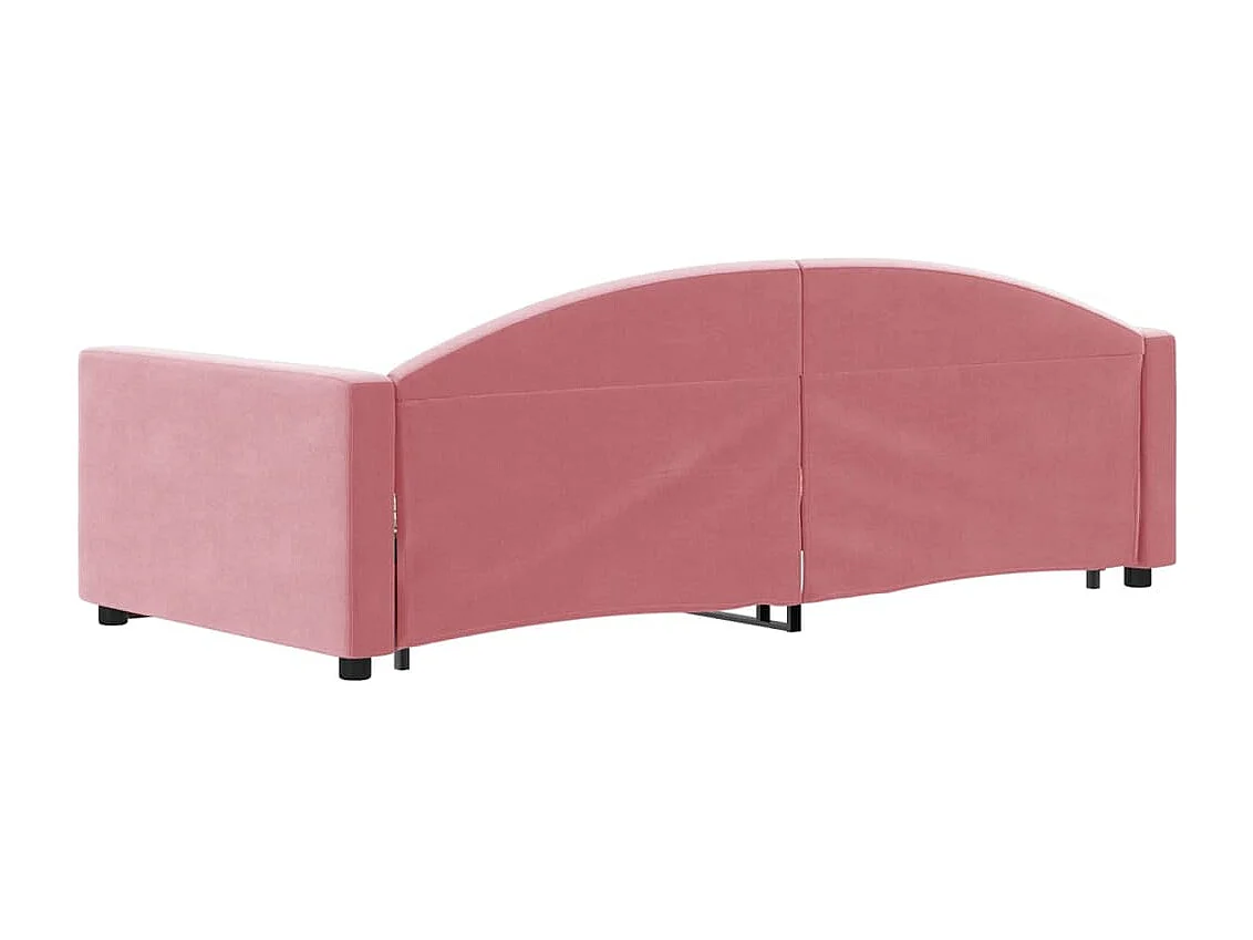 Slaapbank met onderschuifbed 90x200 cm fluweel roze