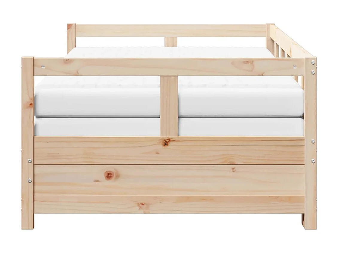 Slaapbank met onderschuifbed en matras 90x200 cm grenenhout