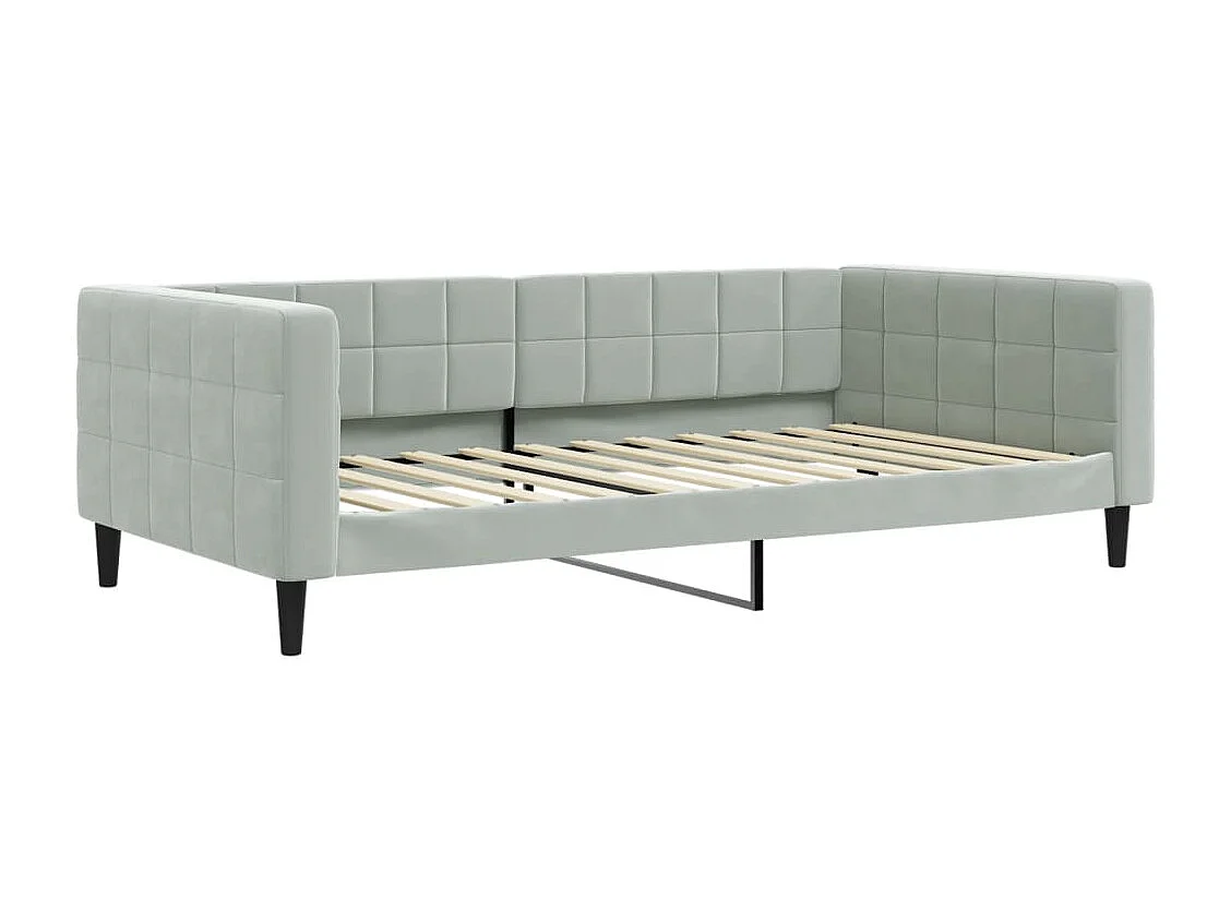 Sofá-cama c/ gavetão e colchões 100x200cm veludo cinzento-claro