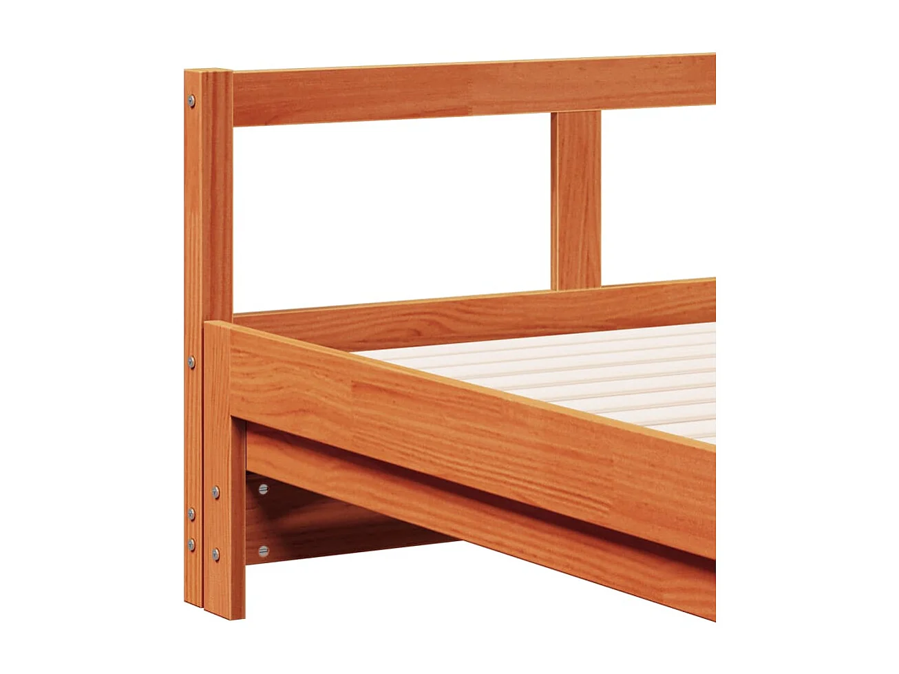 Slaapbank onderschuifbed matras 90x200 cm grenenhout wasbruin