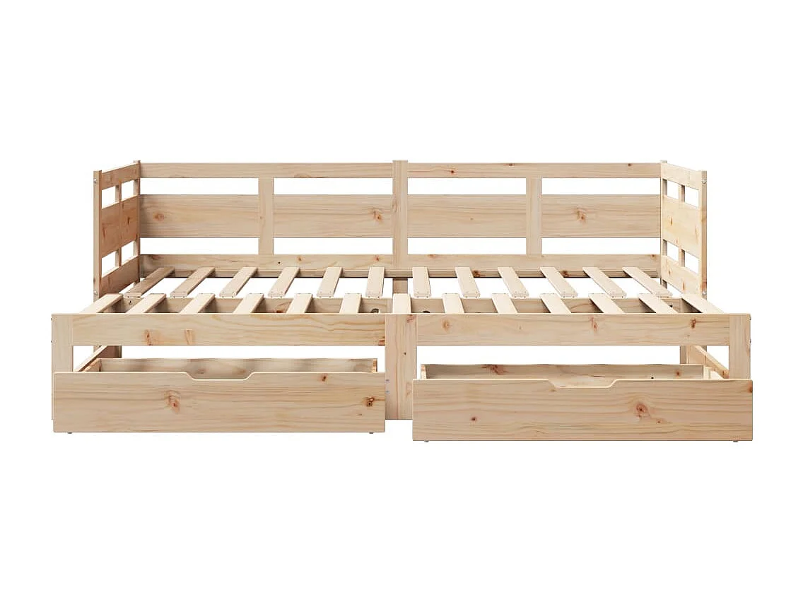 Slaapbank met onderschuifbed en lades zonder matras 80x200 cm