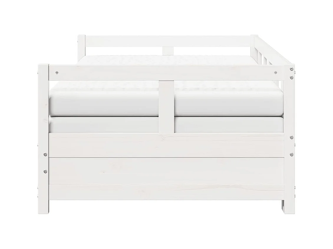 Sofá-cama c/ gavetão e colchões 80x200 cm pinho maciço branco