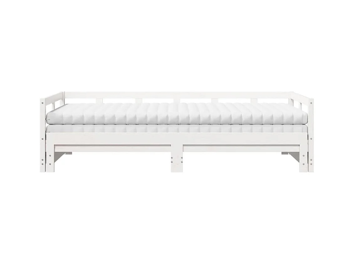 Sofá-cama c/ gavetão e colchões 80x200 cm pinho maciço branco