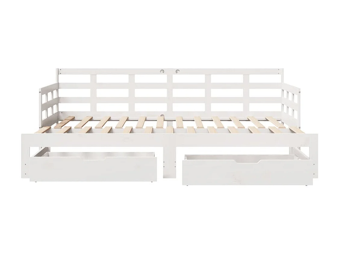 Slaapbank met onderschuifbed/lades zonder matras 80x200 cm wit