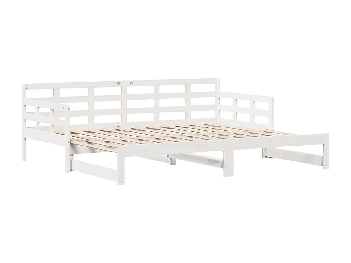 Slaapbank met onderschuifbed/lades zonder matras 80x200 cm wit