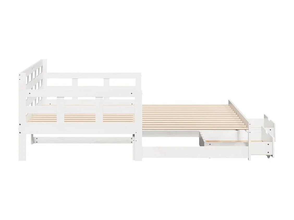 Slaapbank met onderschuifbed/lades zonder matras 80x200 cm wit