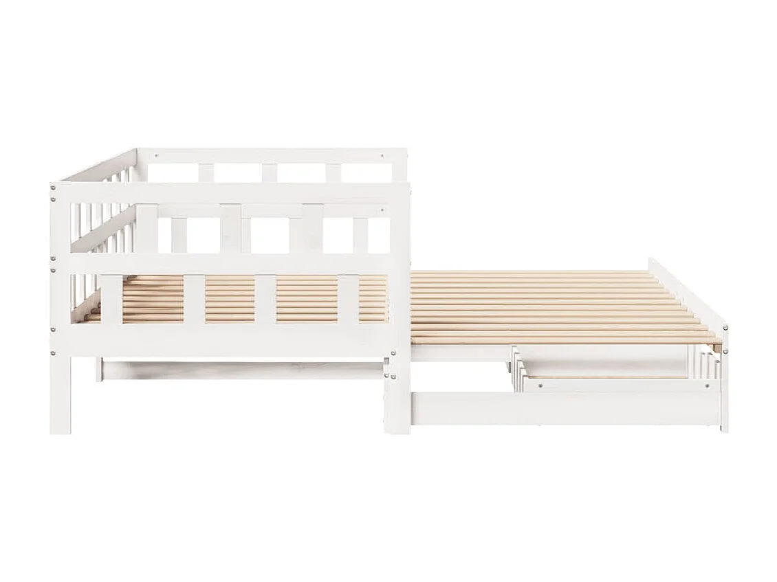 Slaapbank met onderschuifbed/lades zonder matras 80x200 cm wit