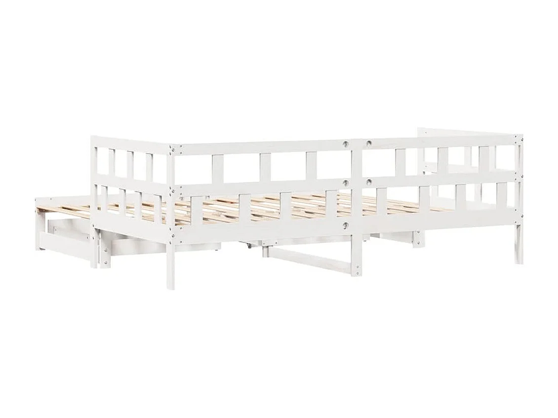 Slaapbank met onderschuifbed/lades zonder matras 80x200 cm wit