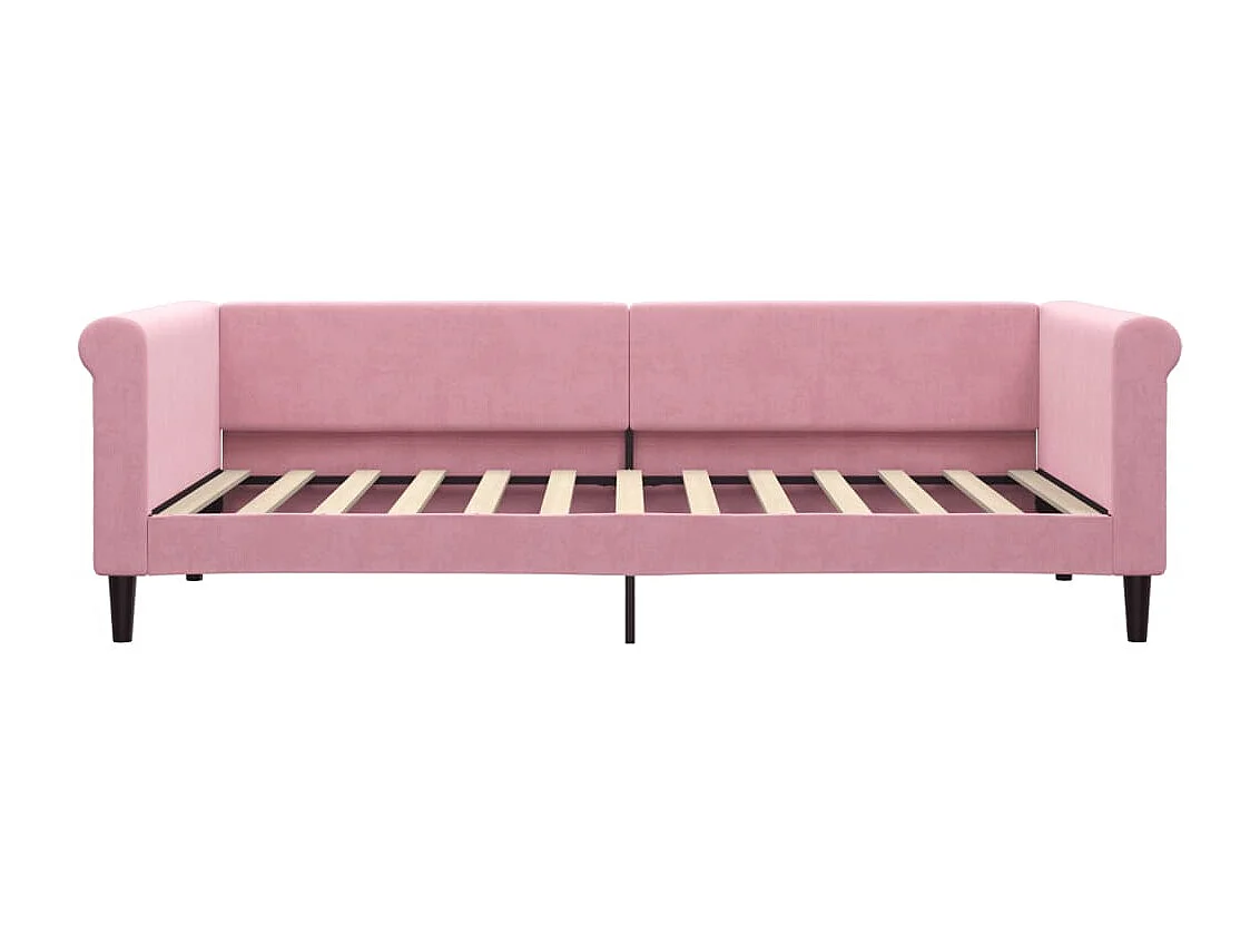 Slaapbank met onderschuifbed en lades 90x200 cm fluweel roze