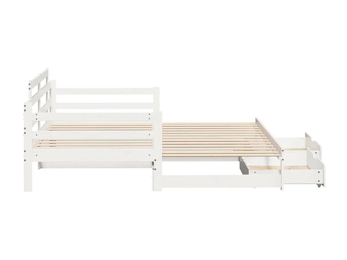 Slaapbank met onderschuifbed/lades zonder matras 90x200 cm wit