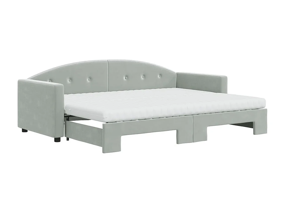 Slaapbank onderschuifbed matrassen 80x200 cm fluweel lichtgrijs