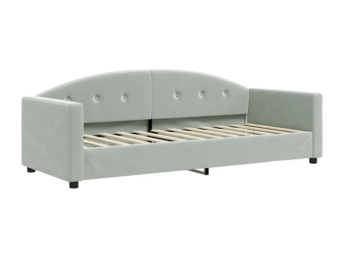 Slaapbank onderschuifbed matrassen 80x200 cm fluweel lichtgrijs