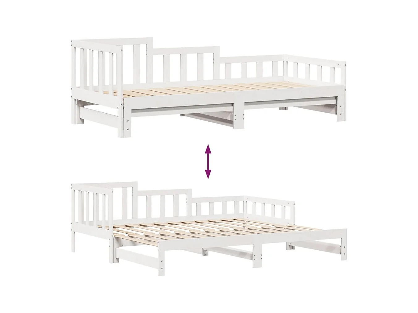Sofá-cama c/ gavetão e gavetas branco 90x190cm madeira de pinho