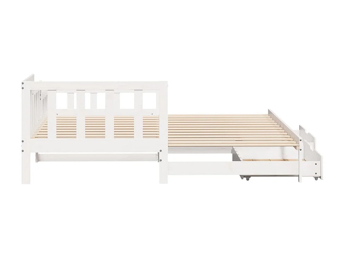 Slaapbank met onderschuifbed/lades zonder matras 90x190 cm wit