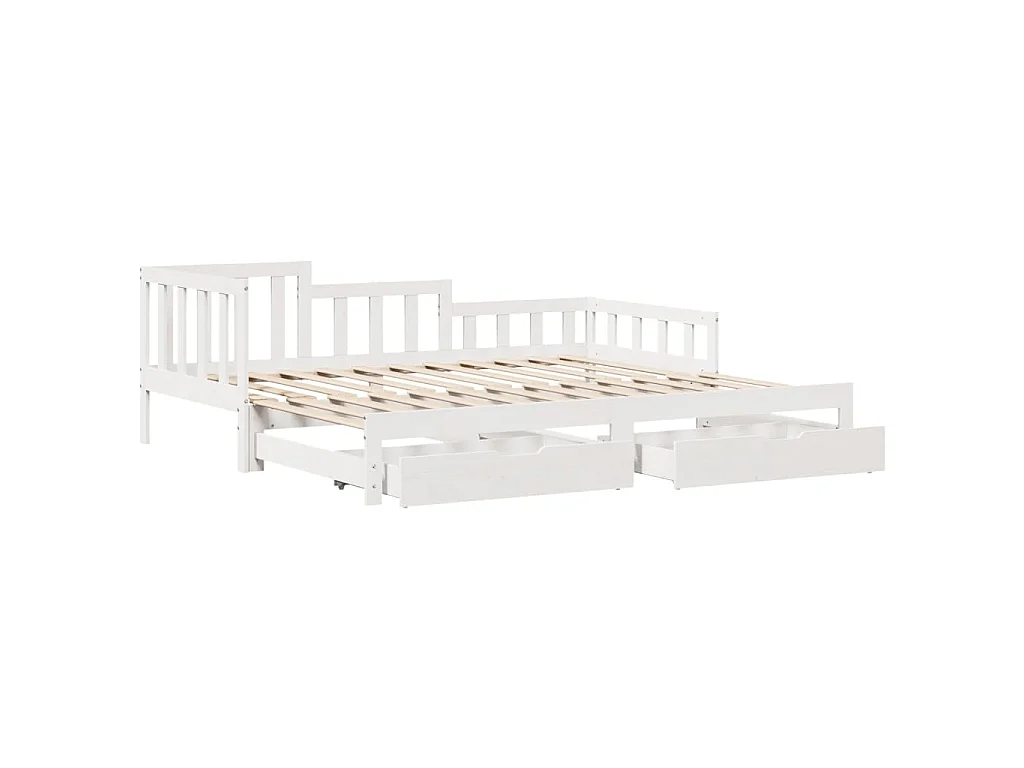 Sofá cama nido con cajones madera maciza pino blanca 90x190 cm
