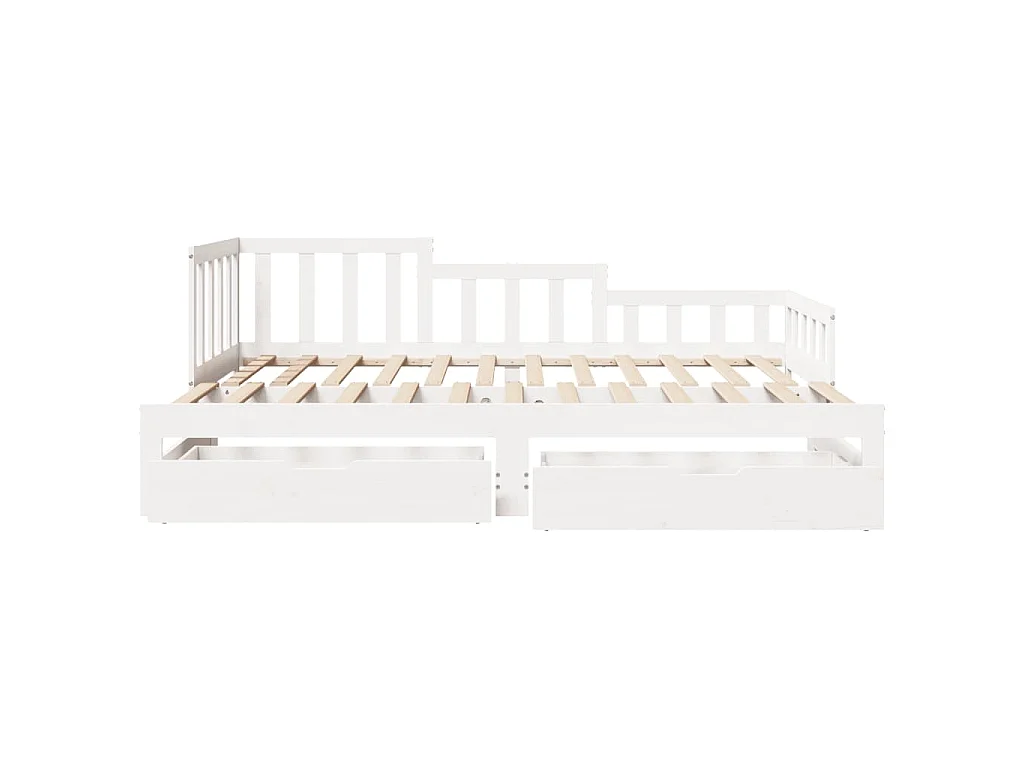 Sofá cama nido con cajones madera maciza pino blanca 90x190 cm