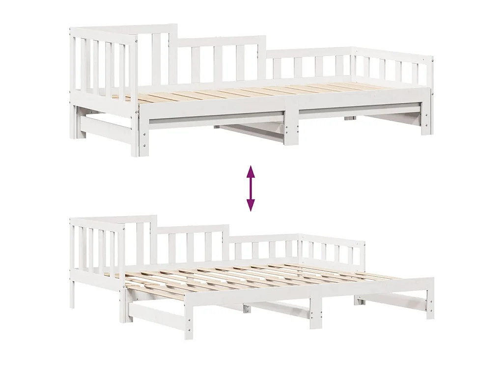 Sofá cama nido con cajones madera maciza pino blanca 90x190 cm