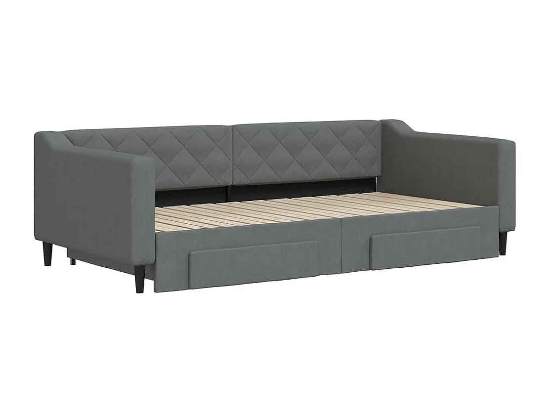 Slaapbank onderschuifbed en lades 100x200 cm stof donkergrijs