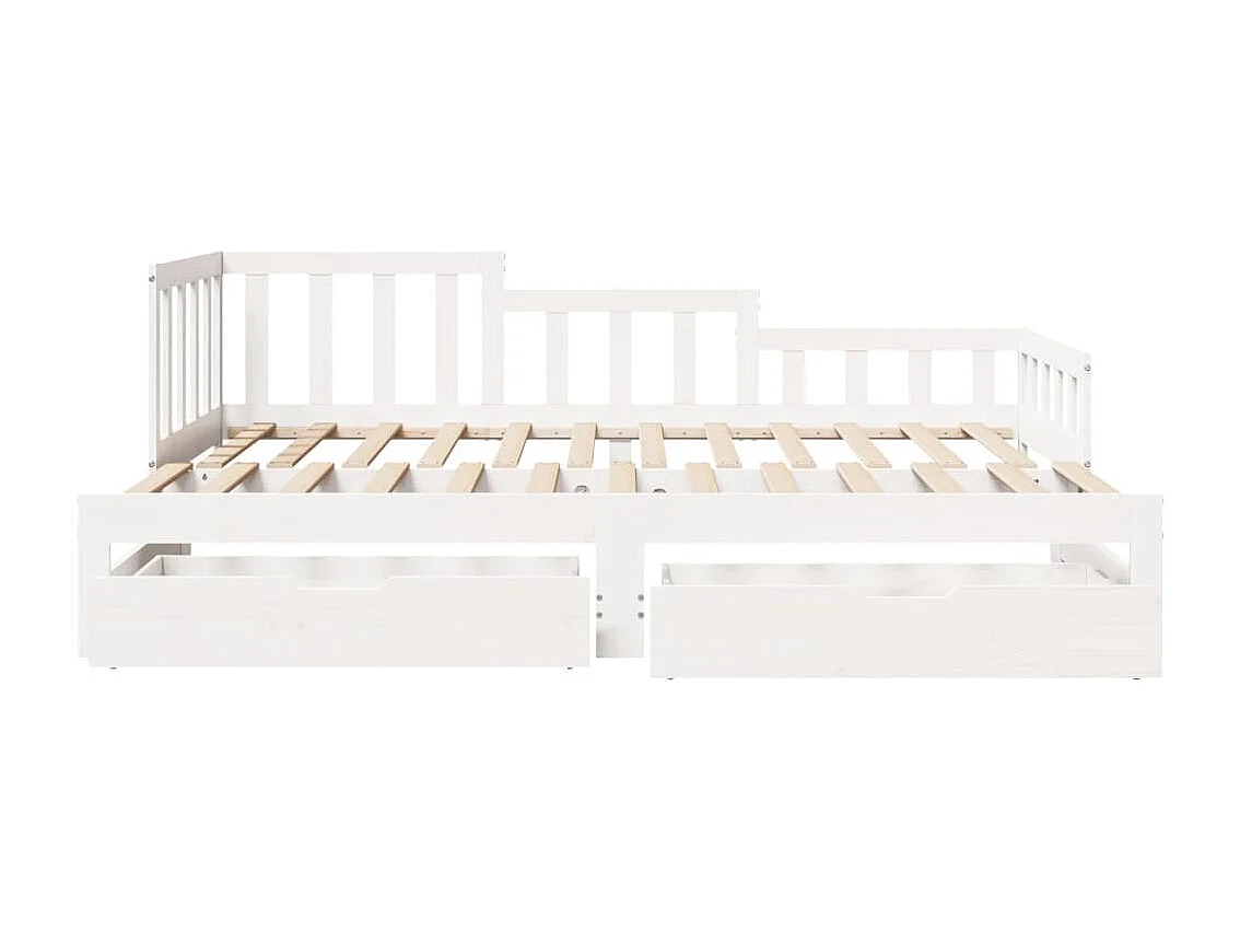 Slaapbank met onderschuifbed/lades zonder matras 90x200 cm wit