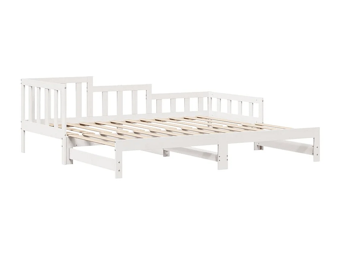 Slaapbank met onderschuifbed/lades zonder matras 90x200 cm wit