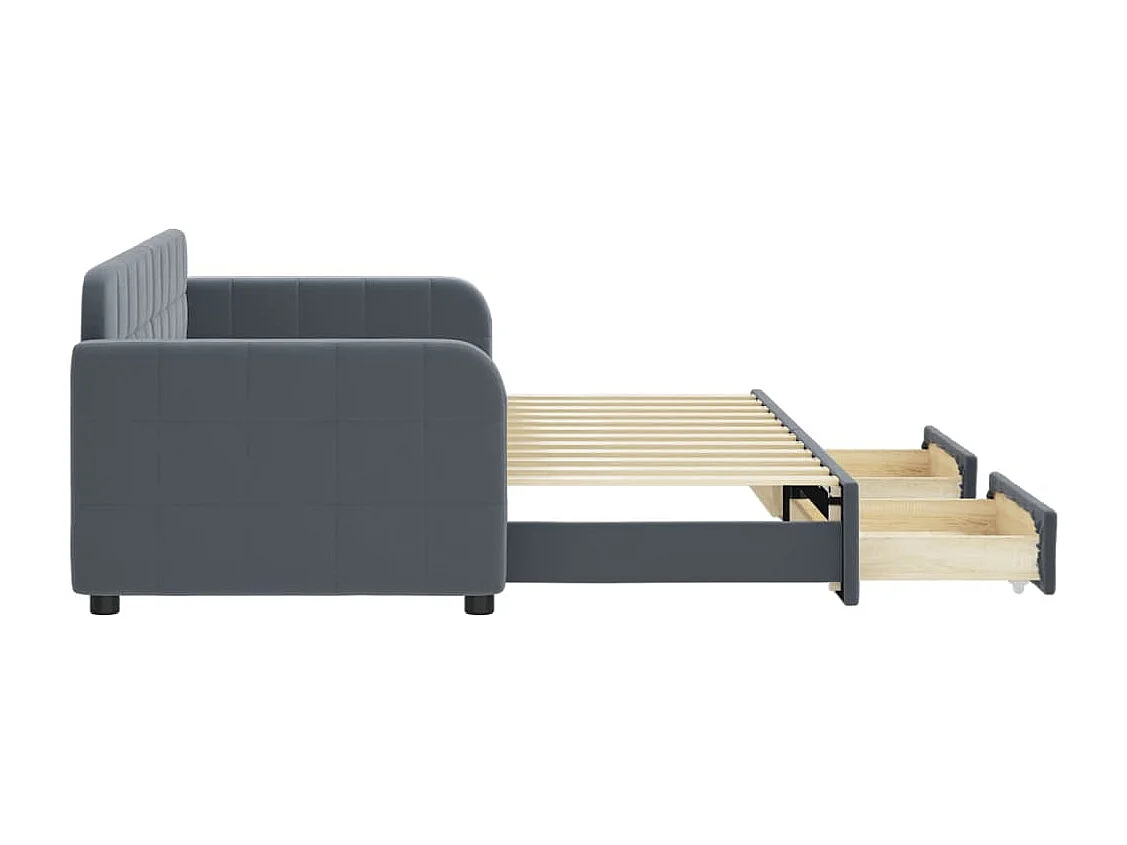 Slaapbank onderschuifbed en lades 80x200 cm fluweel donkergrijs