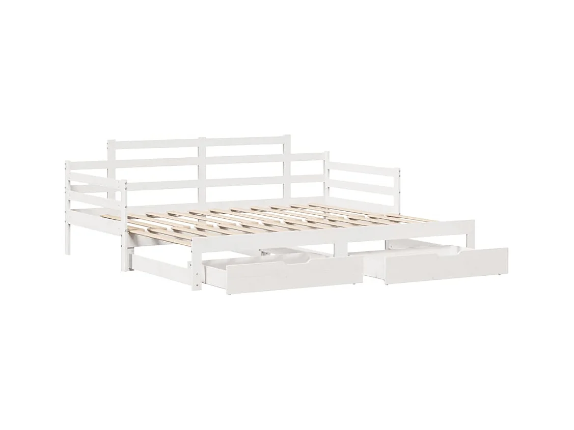 Sofá cama nido con cajones madera maciza pino blanca 90x190 cm