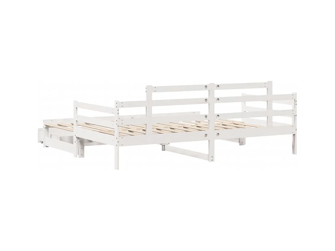 Sofá cama nido con cajones madera maciza pino blanca 90x190 cm