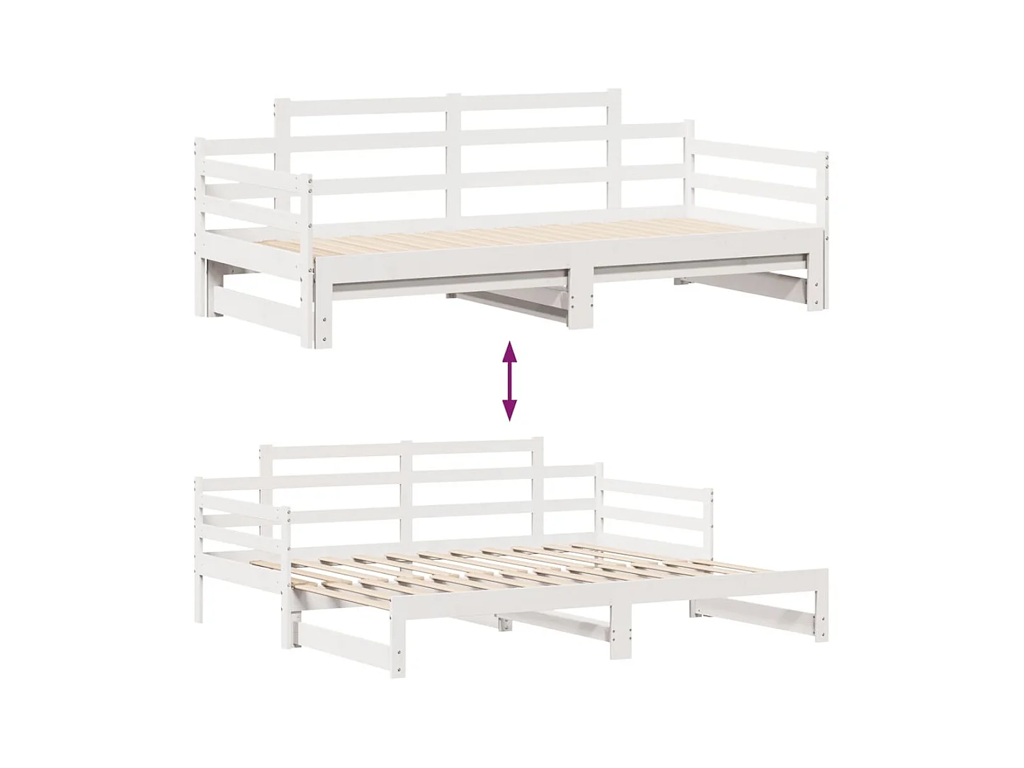 Sofá cama nido con cajones madera maciza pino blanca 90x190 cm